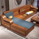 WOODZ Fashion Black gold wood -full solid wood sofa -living room combination small family high box storage furniture - Image 3