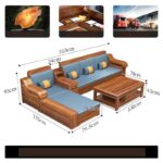 WOODZ Fashion Black gold wood -full solid wood sofa -living room combination small family high box storage furniture - Image 2