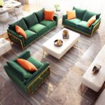 WOODZ 6 seater Classic green sofa design velvet sofa set