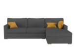 WOODZ L Shaped Sofa Axis Right Chaise In Grey Colour With Cushions