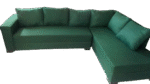 WOODZ L-Shaped Sofa Corner with Rack In Dark Green Color