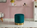 WOODZ Puffy Wooden Round Ottoman Stool (PAIR) – Velvet/Towel - Image 3