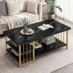 WOODZ Center Table Luxury Two Layer Living Room Table Office Table
