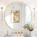 Modern Minimalist Circle Mirror - Aluminum Alloy Metal Frame - 30" - Image 4
