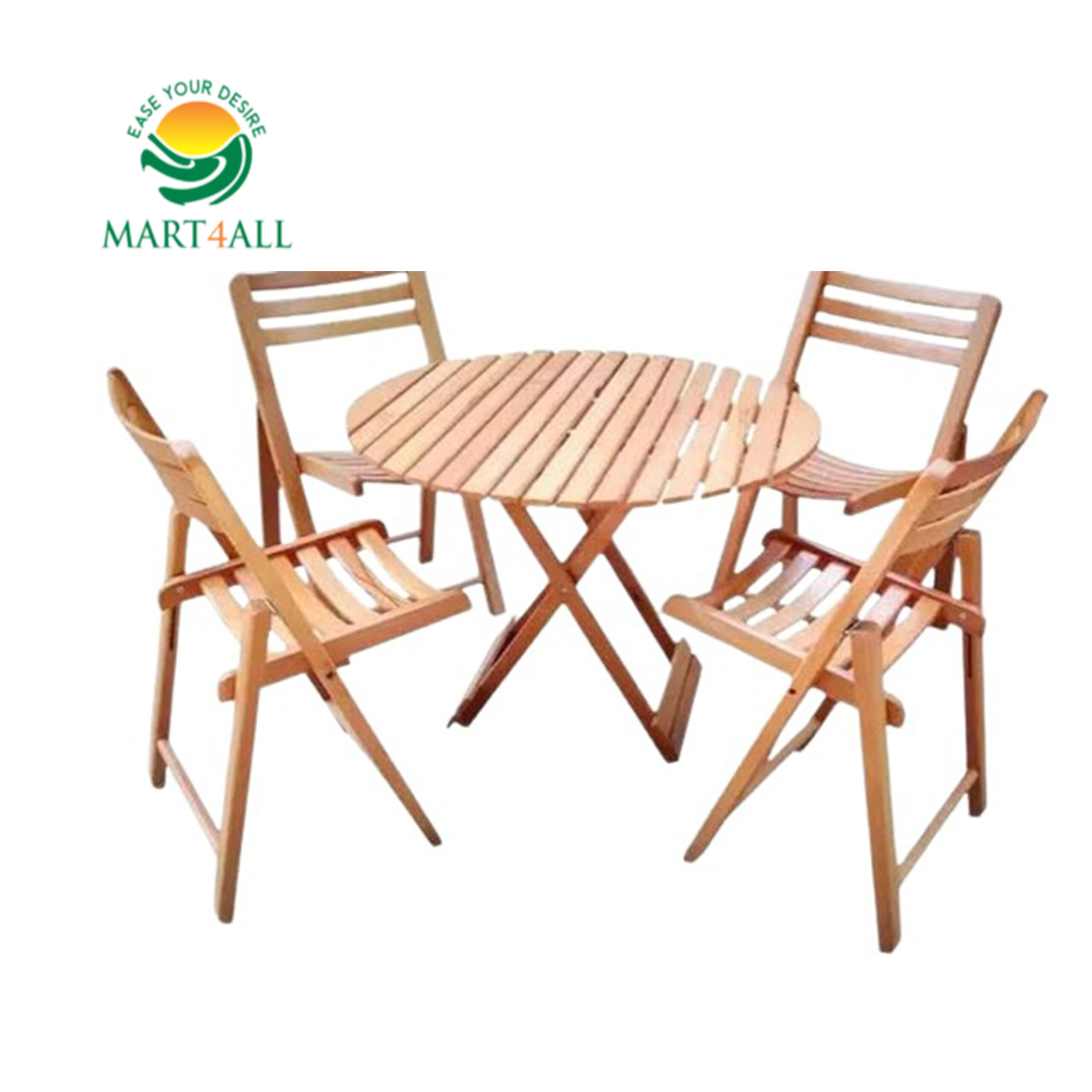 333333 Folding Wooden Set 4 CHAIRS & 1 TABLE - Image 1