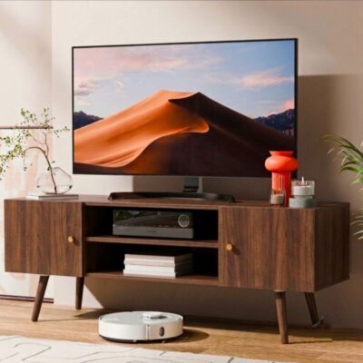 Elegant TV Stand with Storage Cabinets & Open Shelves - CONSOLE - RACK