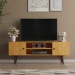 Elegant TV Stand with Storage Cabinets & Open Shelves - CONSOLE - RACK - Image 2