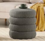 WOODZ Puffy Round Ottoman Stool (PAIR) Velvet/Towel - Image 2